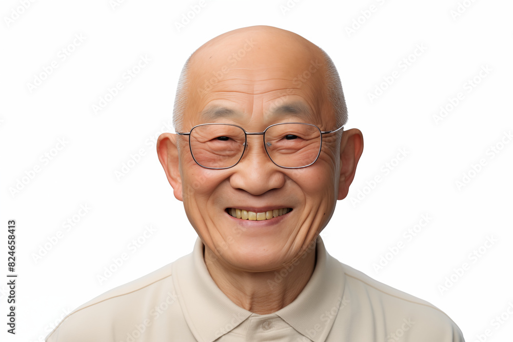 Smiling senior asian man on white background. Topics related to old age. Asian. China. Japan. Retirement home. Retirement. Image for Graphic Designer. Senior residence. AI. Smiling senior asian man on white background. Topics related to old age. Asian. China. Japan. Retirement home. Retirement. Image for Graphic Designer. Senior residence. AI.