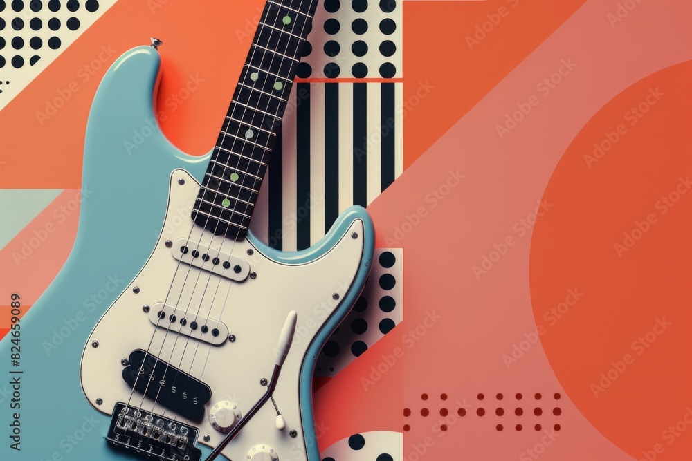 Naklejka premium A guitar frame mockup with a bold geometric design, displayed on a modern abstract background
