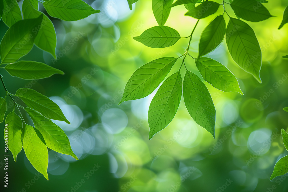 Fototapeta premium A lush green forest with leaves and branches