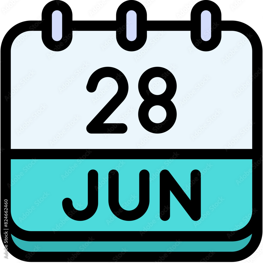 Vector Icon Calendar, june, twenty eight, 28, calendar date, monthly calendar, time and date, month, schedule Vector Icon Calendar, june, twenty eight, 28, calendar date, monthly calendar, time and date, month, schedule