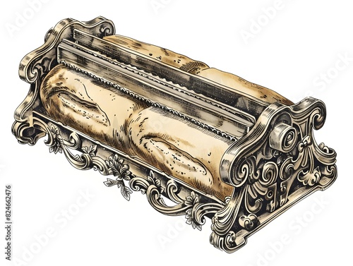 Isolated antique silver jewelry box with old wooden box