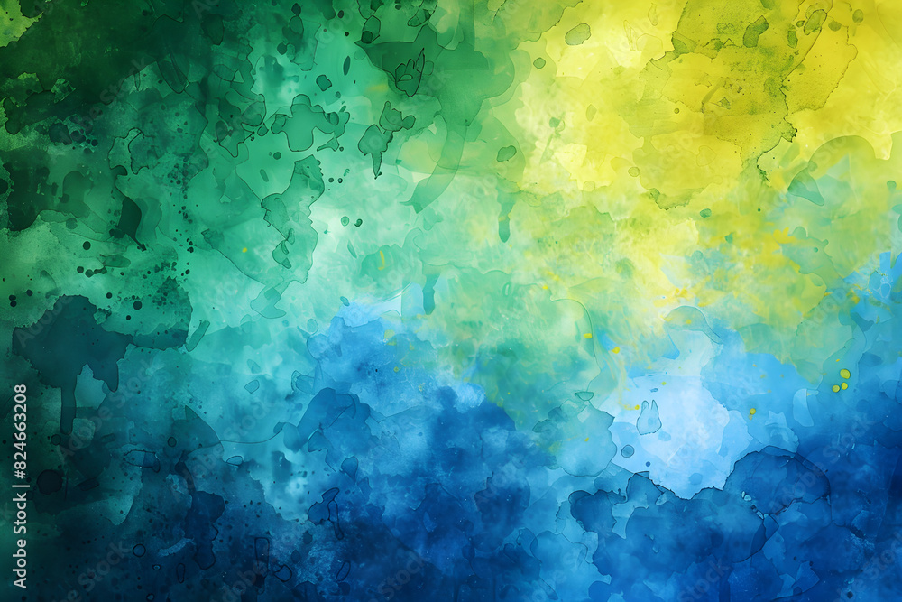 Blue, green and yellow watercolor background