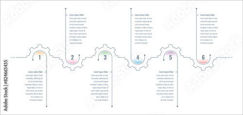 Infographic template for magazine, education, internet, annual report, business. vector infographic template. six step briefing template. half wheel information template