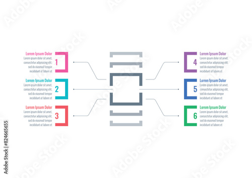 Infographic template for magazine, business, internet, annual report, education world. vector infographic template. six options briefing template