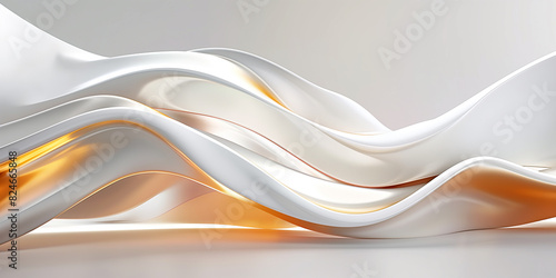 there is a white and orange abstract design with a light photo
