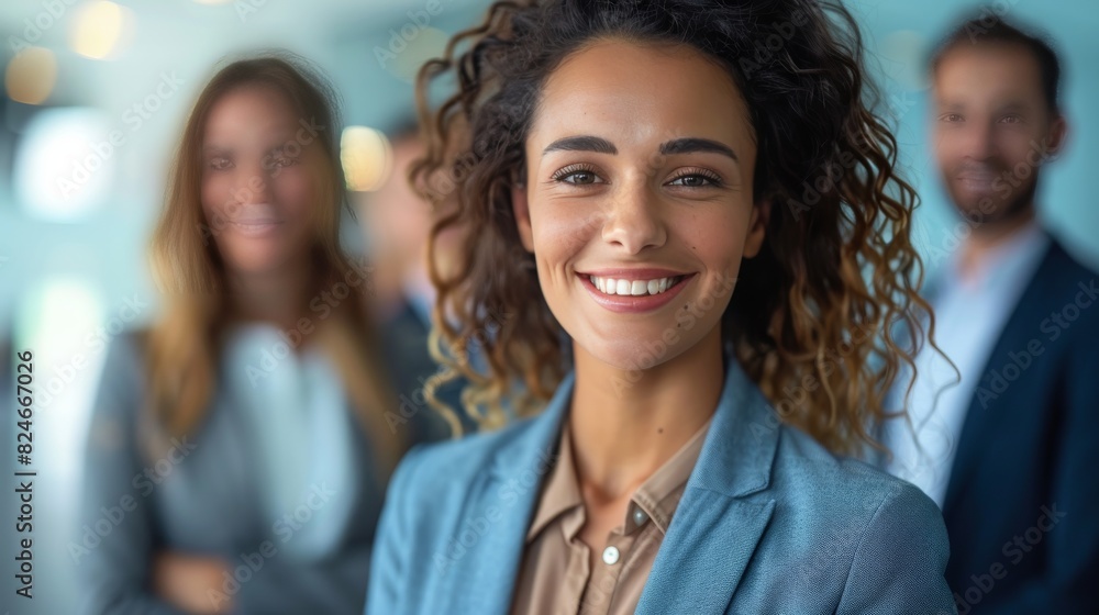 Close-up of business people smiling confidently,assurance and professionalism, poised and positive expressions, ideal for conveying a strong, confident corporate presence Close-up of business people smiling confidently,assurance and professionalism, poised and positive expressions, ideal for conveying a strong, confident corporate presence