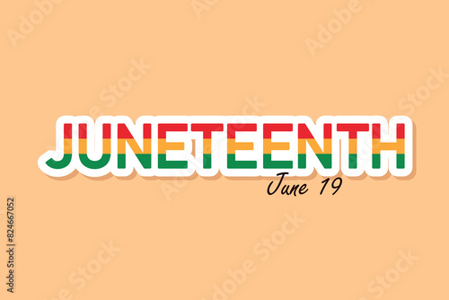 Juneteenth inscription with a date, June 19, vector card