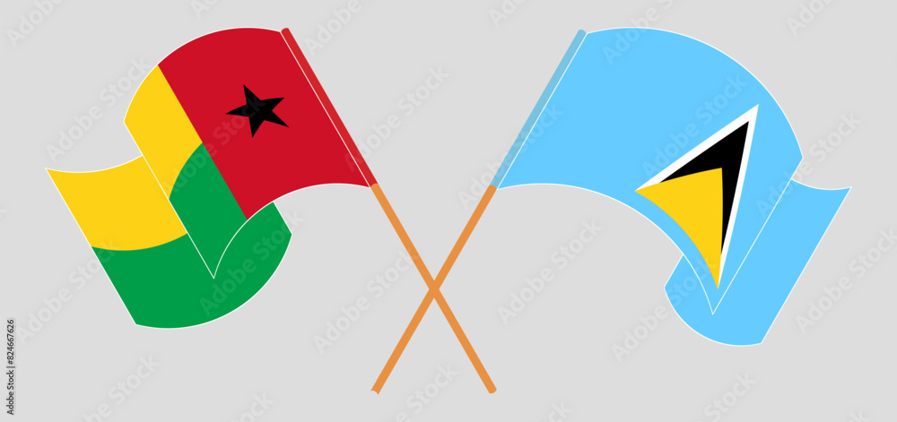 Crossed and waving flags of Guinea-Bissau and Lesotho Crossed and waving flags of Guinea-Bissau and Lesotho