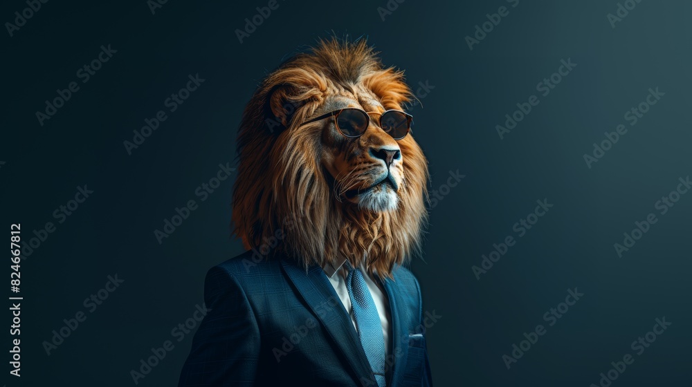 Naklejka premium A lion in suit and tie
