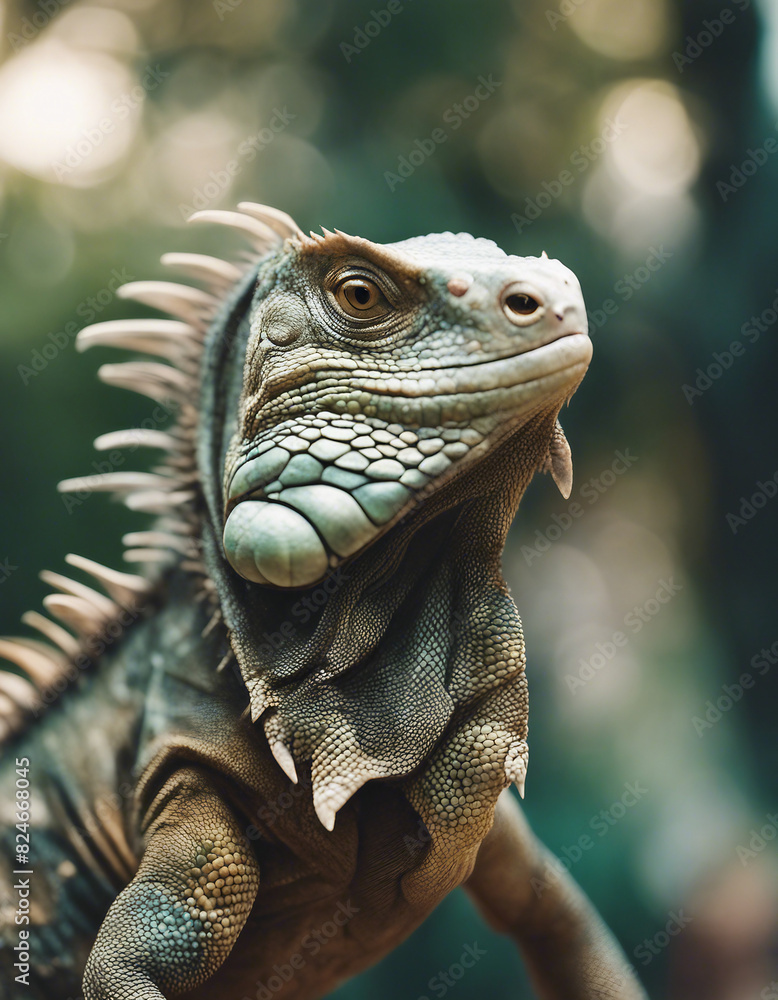 Fototapeta premium Close up of iguana lizard animal 