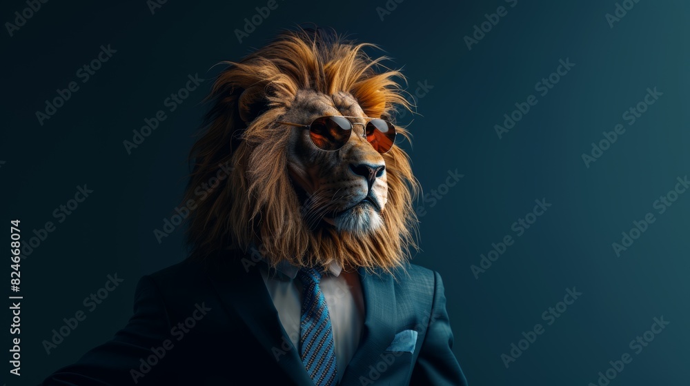 Naklejka premium A lion in suit and tie
