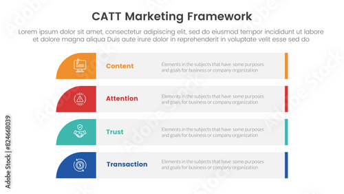 catt marketing framework infographic 4 point stage template with long rectangle box vertical stack for slide presentation