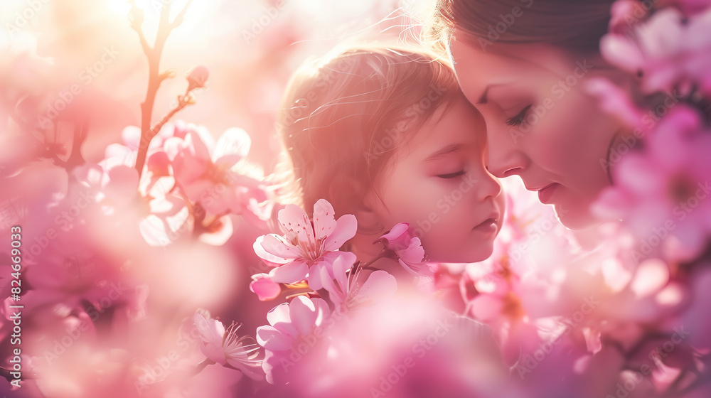 Two Women and a Child in a Field of Flowers Two Women and a Child in a Field of Flowers