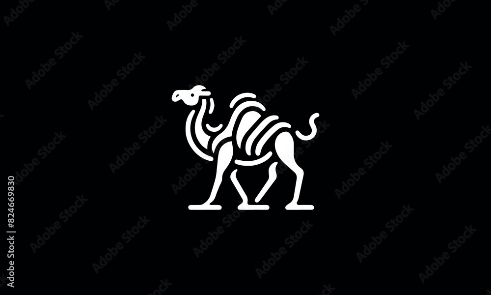 Camel silhouette - illustration of camel on black background 