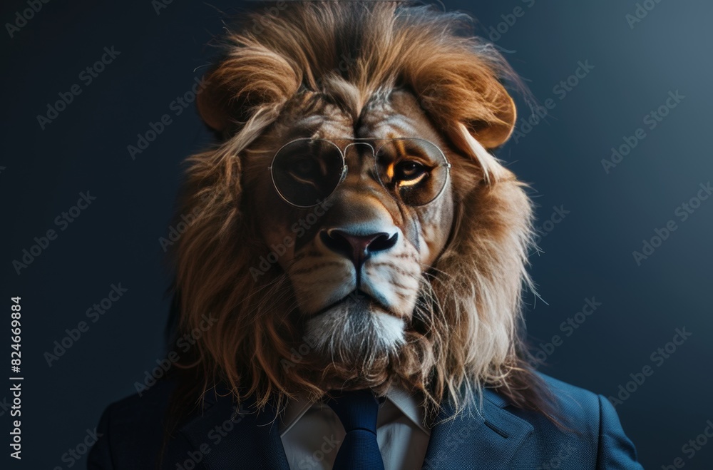 Naklejka premium A lion in suit and tie