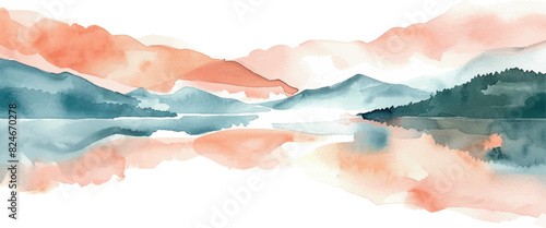 Mountain background vector. Minimal landscape art with watercolor brush and golden line art texture. Abstract art wallpaper for prints, Art Decoration, wall arts and canvas prints.