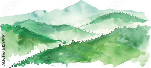 landscape art background with mountains and hills