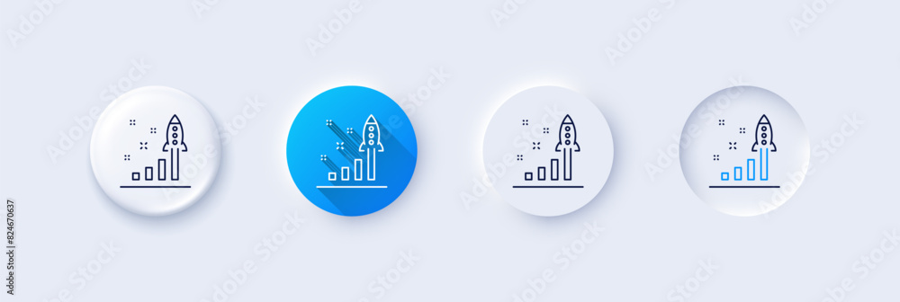 Development plan line icon. Neumorphic, Blue gradient, 3d pin buttons. Launch Startup business sign. Innovation symbol. Line icons. Neumorphic buttons with outline signs. Vector Development plan line icon. Neumorphic, Blue gradient, 3d pin buttons. Launch Startup business sign. Innovation symbol. Line icons. Neumorphic buttons with outline signs. Vector