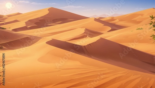 Early Morning Over Sand Dunes Vector Art Background