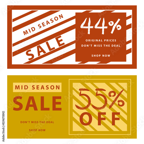 Mid Season sale special offer promotional for advertising, holiday shopping and business.