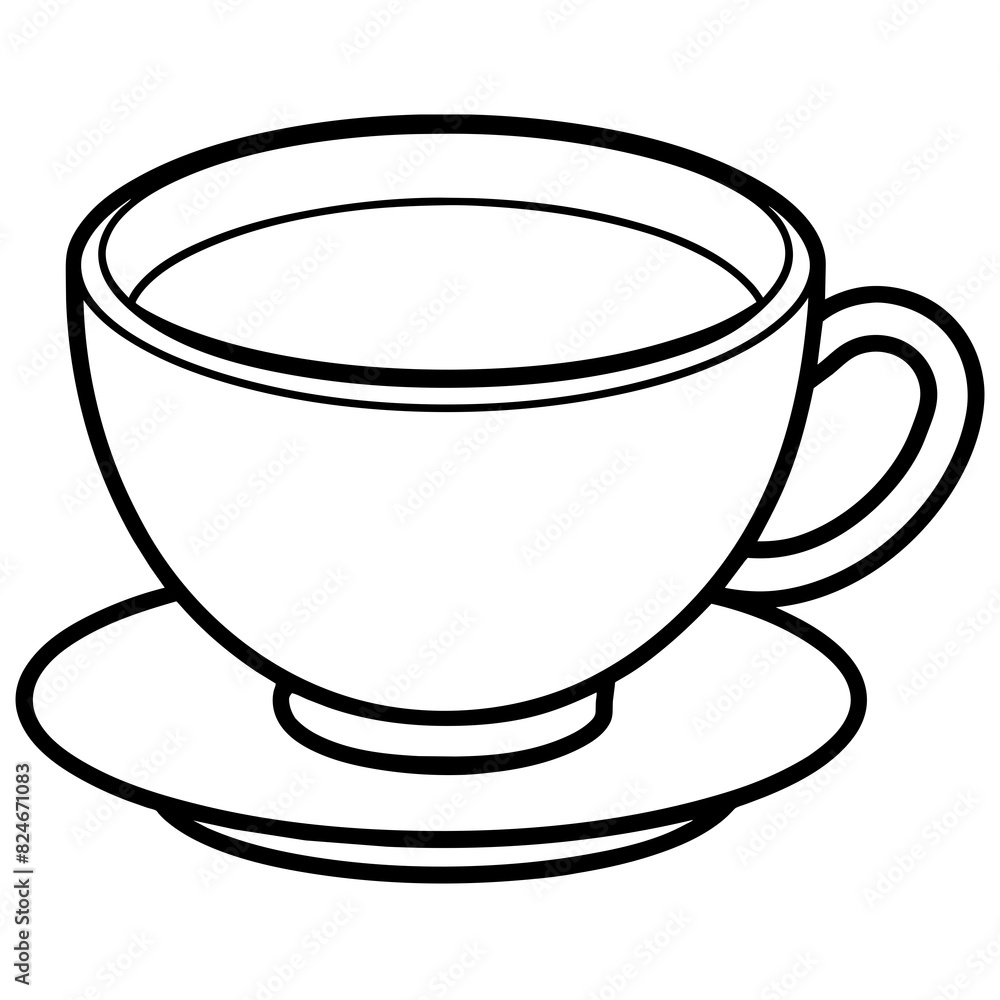 Tea with cup line art vector illustration Tea with cup line art vector illustration