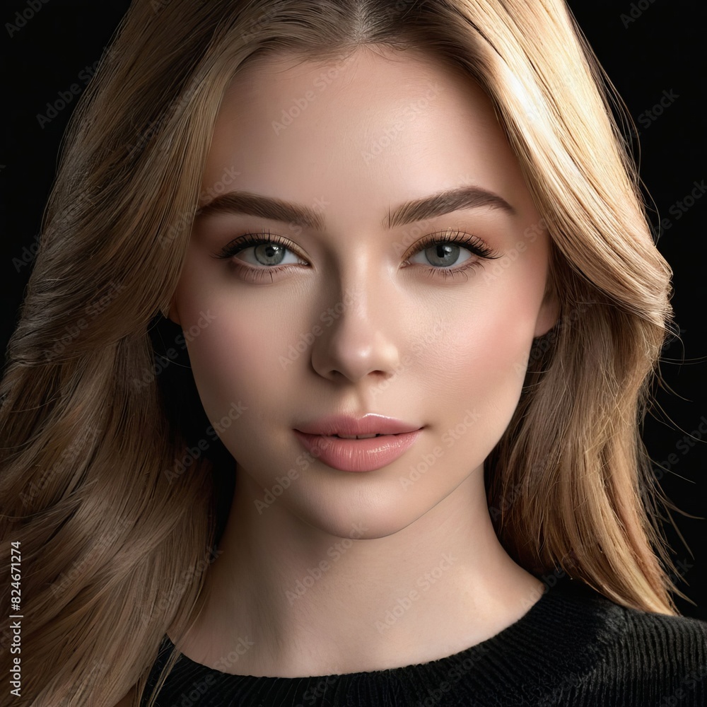 Radiant Brunette Model in Studio Close-Up, Embracing Beauty with Confidence Radiant Brunette Model in Studio Close-Up, Embracing Beauty with Confidence