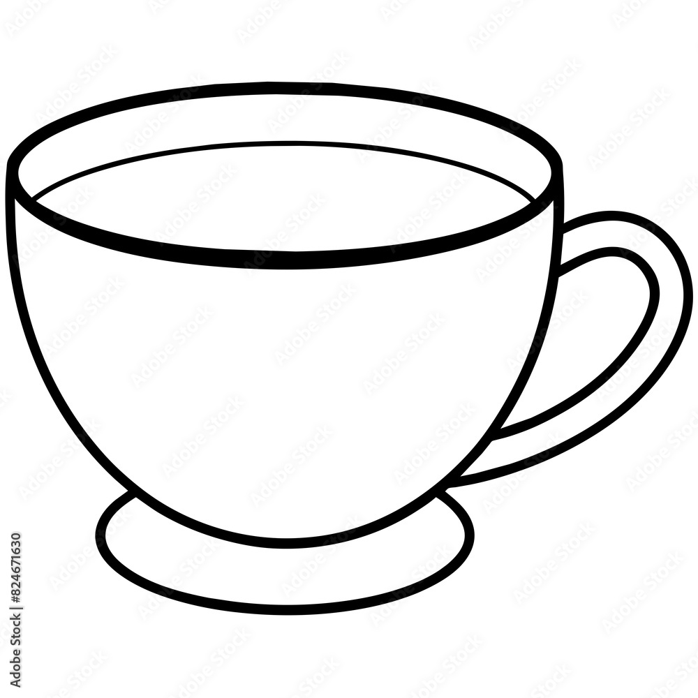 Tea with cup line art vector illustration 