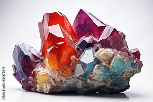 Minerals on white background. Mineral collection. Collection of gems. Purchase and sale of minerals. Topics related to minerals. Minerals fair. Mineral fair. Mineral exchange. photo