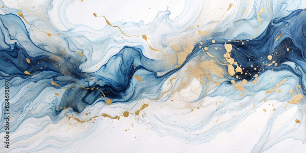 Abstract art blue paint background with liquid fluid grunge texture ...