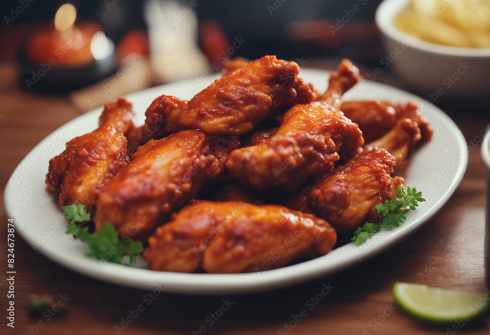 Close up view of delicious hot chicken wings with sauce
Close up view of delicious hot chicken wings with sauce