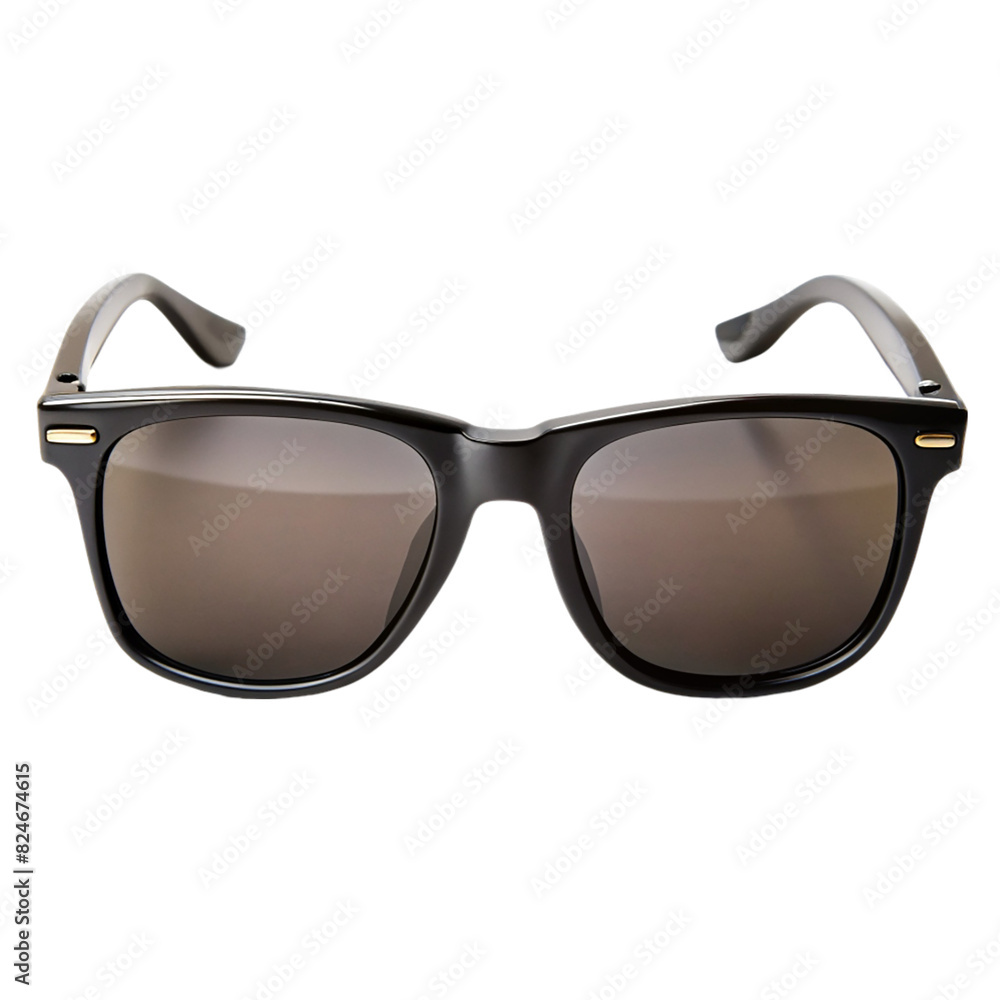 A pair of black sunglasses with blue lenses on transparent background A pair of black sunglasses with blue lenses on transparent background