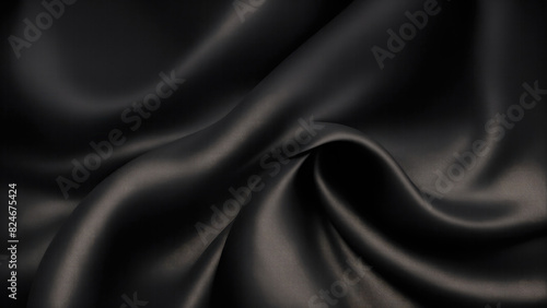 Luxury Black satin smooth fabric background