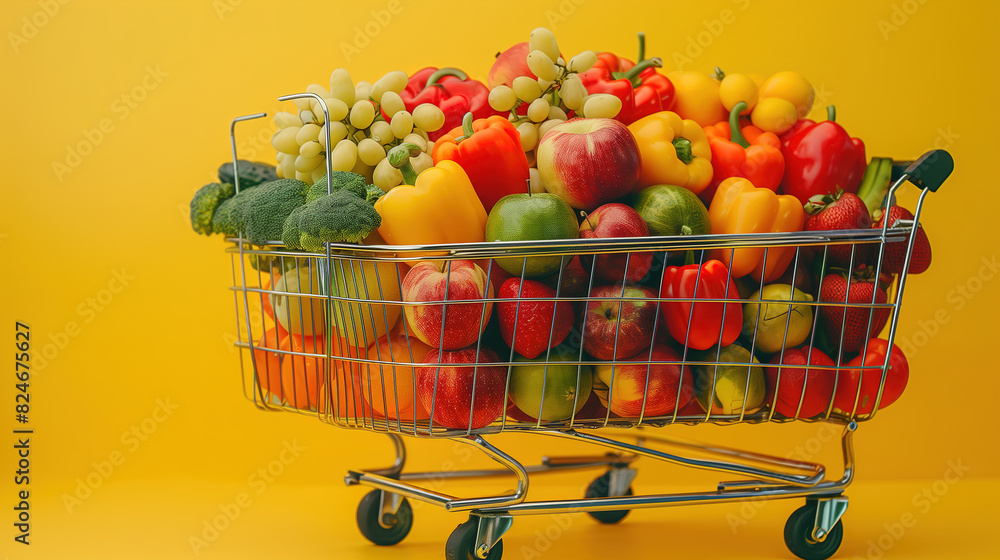 Shopping Cart Filled With Various Vegetables Shopping Cart Filled With Various Vegetables