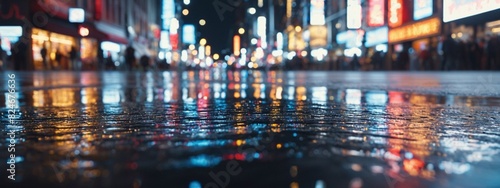 Streets after rain with reflections of light on a wet road.  © 360VP
