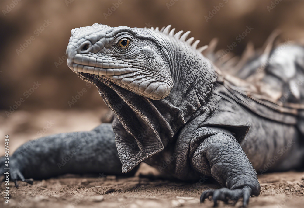 Fototapeta premium Cyclura lewisi iguana, isolated white background 