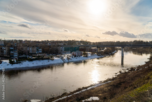 March 22, 2024. Russia. Rzhev. Spring view of the city from the embankment.