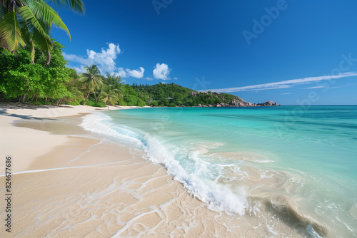 Praslin island's Anse Lazio beach in Seychelles photo