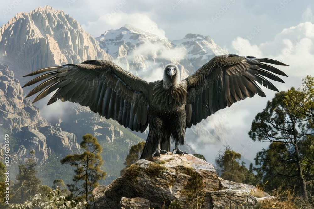 Fototapeta premium A large bird standing on top of a rock. Suitable for nature and wildlife concepts