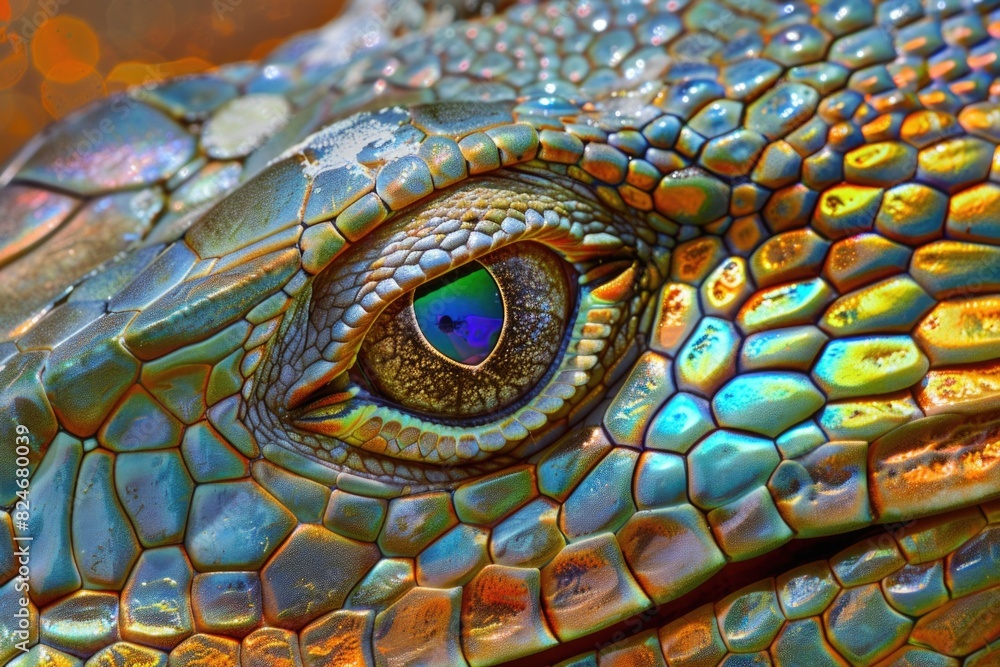 Fototapeta premium Close up of a lizard's eye, perfect for nature and animal themed projects