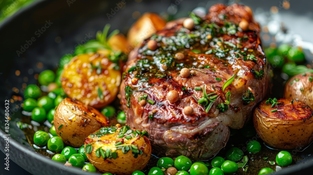 Close Up of a Plate of Food With Peas Close Up of a Plate of Food With Peas