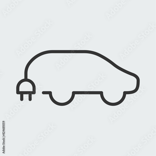 Wallpaper Mural Electric car with plug. Rechargeable battery. Easy editable vector design. Torontodigital.ca