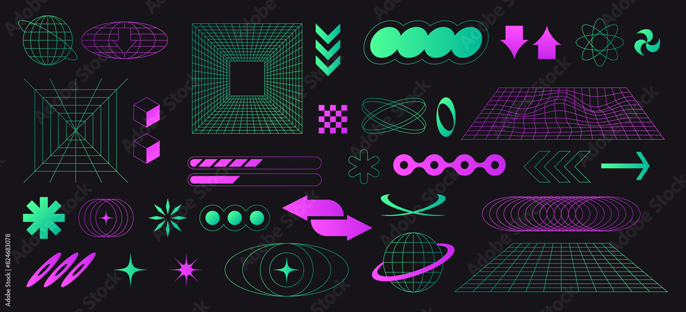 Obraz premium Acid elements in hand drawn design