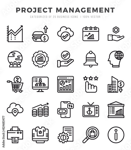 Set of Project Management Icons. Simple Lineal art style icons pack.