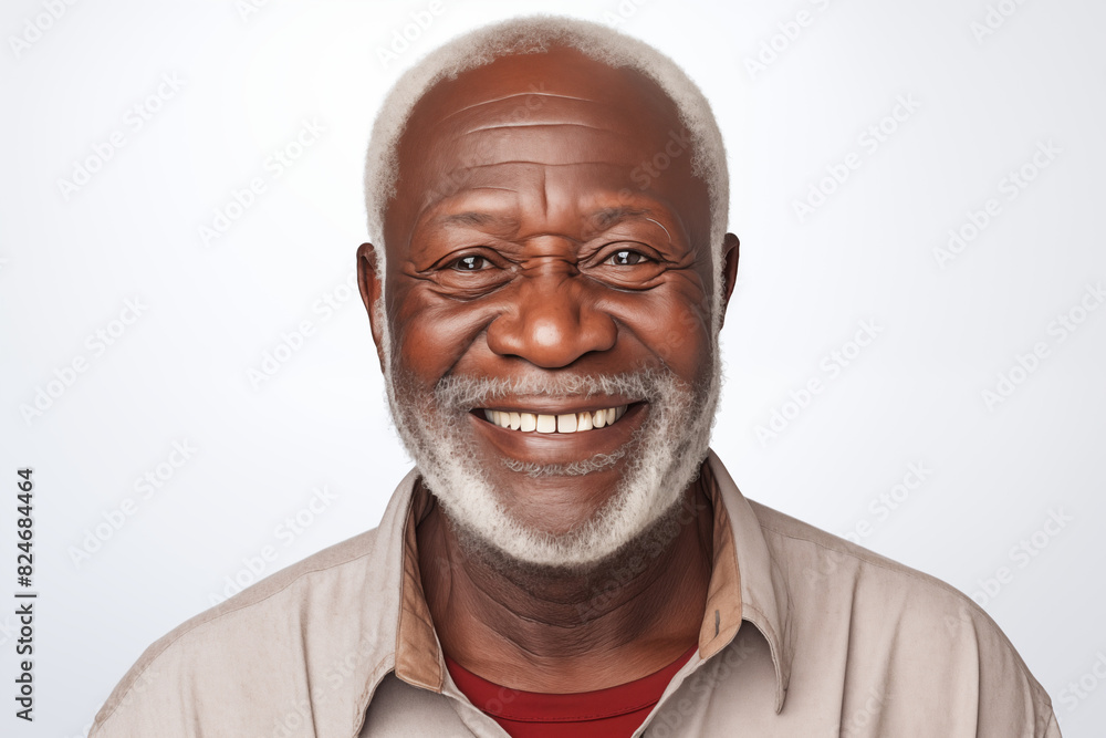Smiling senior black man on white background. Topics related to old age. afro american. Africa. Retirement home. Retirement. Image for Graphic Designer. Senior residence. AI. Smiling senior black man on white background. Topics related to old age. afro american. Africa. Retirement home. Retirement. Image for Graphic Designer. Senior residence. AI.
