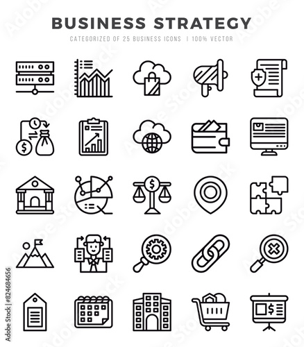 Business Strategy icons Pack. Lineal icons set. Business Strategy collection set.