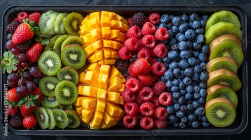 Fresh Fruit Platter with Berries and Kiwi