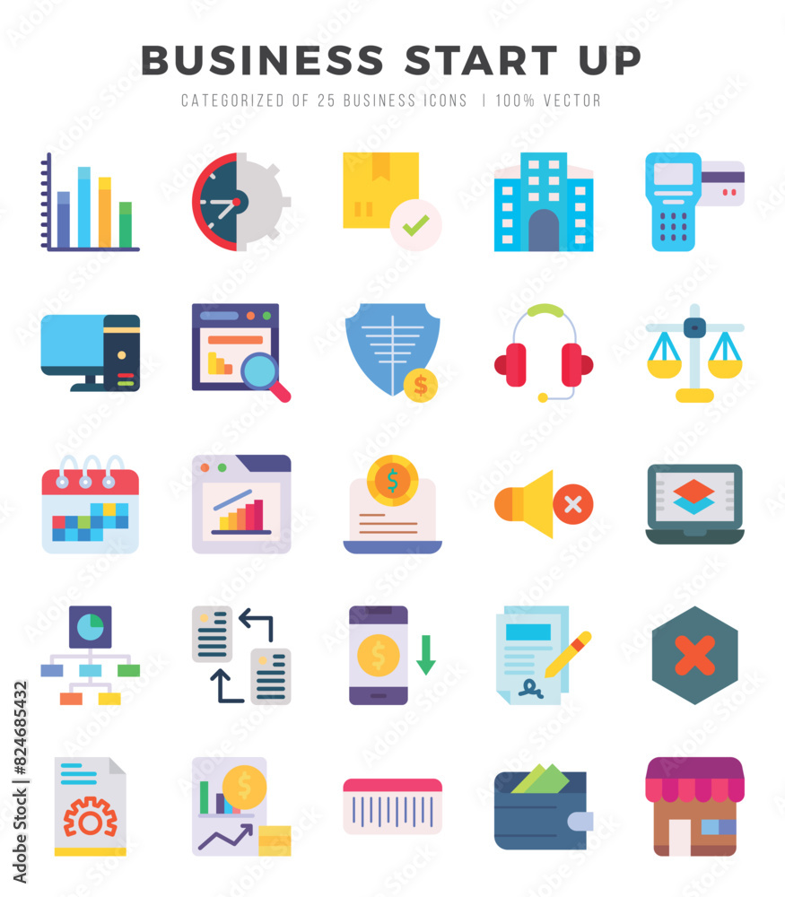 Business Start Up Icons bundle. Flat style Icons. Vector illustration.