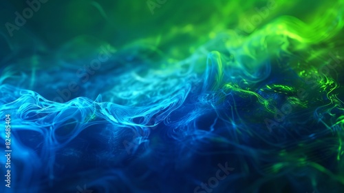 Abstract techno musicinspired background with vibrant neon blue and green waves