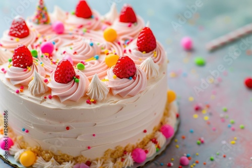 Glowing Birthday cake. Party celebration. Generate Ai
