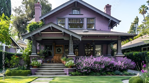 Craft a charming craftsman home with a soft lilac-colored facade
